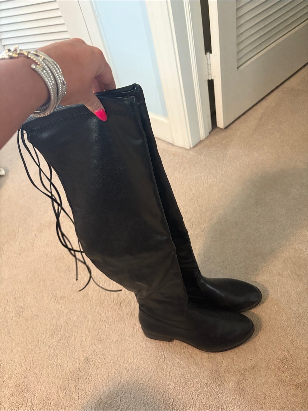 Charlotte Russe Black Over-The-Knee Leather Boots